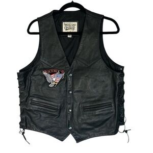 Wilson Black Vest with Side Lacing and Eagle Patch